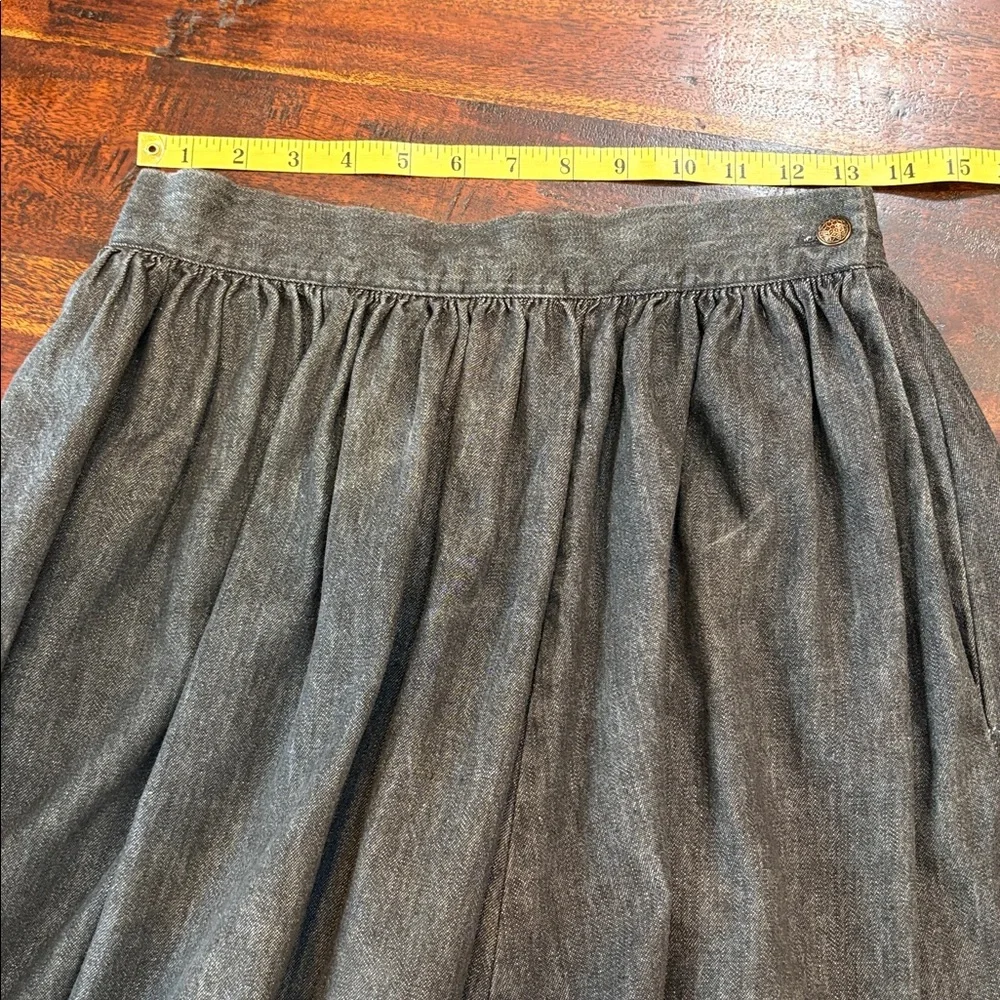 Vintage Ralph Lauren Blue Label 80s Black Denim Tiered Peasant Maxi Skirt sz 10 - Picture 14 of 15